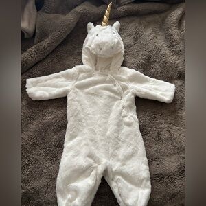 Pottery Barn Kids White and Gold Unicorn Footie